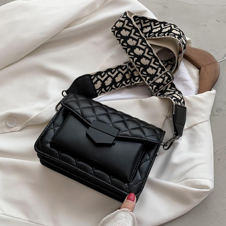 Quilted Crossbody Bag with Wide Shoulder Strap for Women