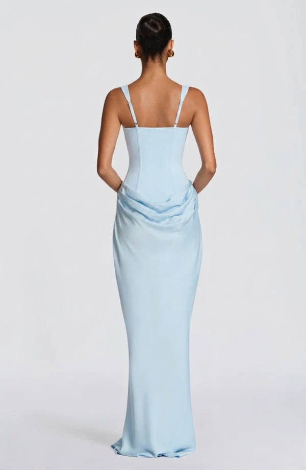 Long Bustier Dress Square Neckline Draped for Women