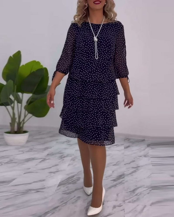 Tiered Midi Dress Polka Dot Flowing Silhouette Elegant Style