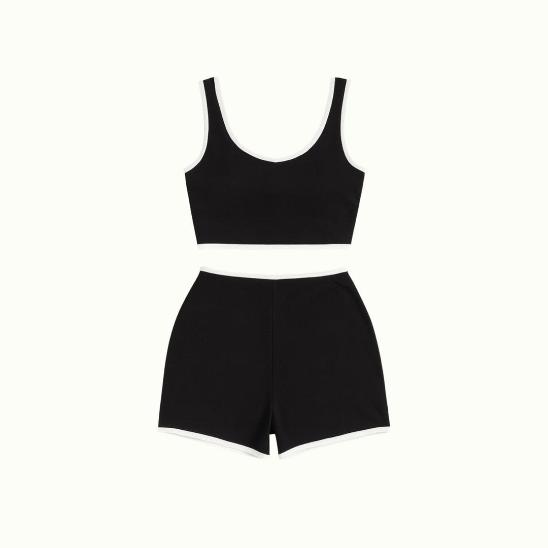 Two Piece Contrast Trim Crop Top and Shorts Set – Chic Summer Lounge Style