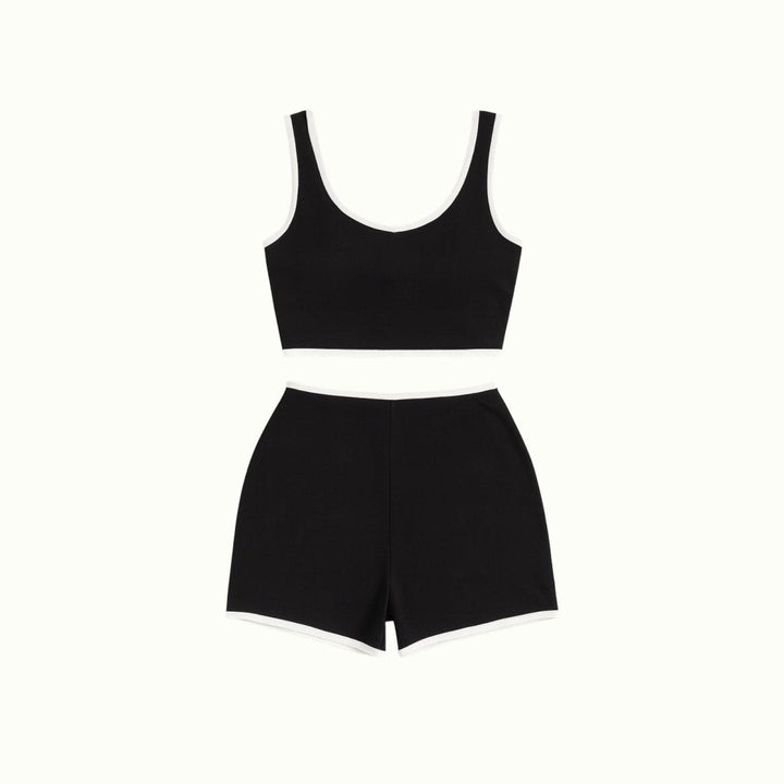 Two Piece Contrast Trim Crop Top and Shorts Set – Chic Summer Lounge Style