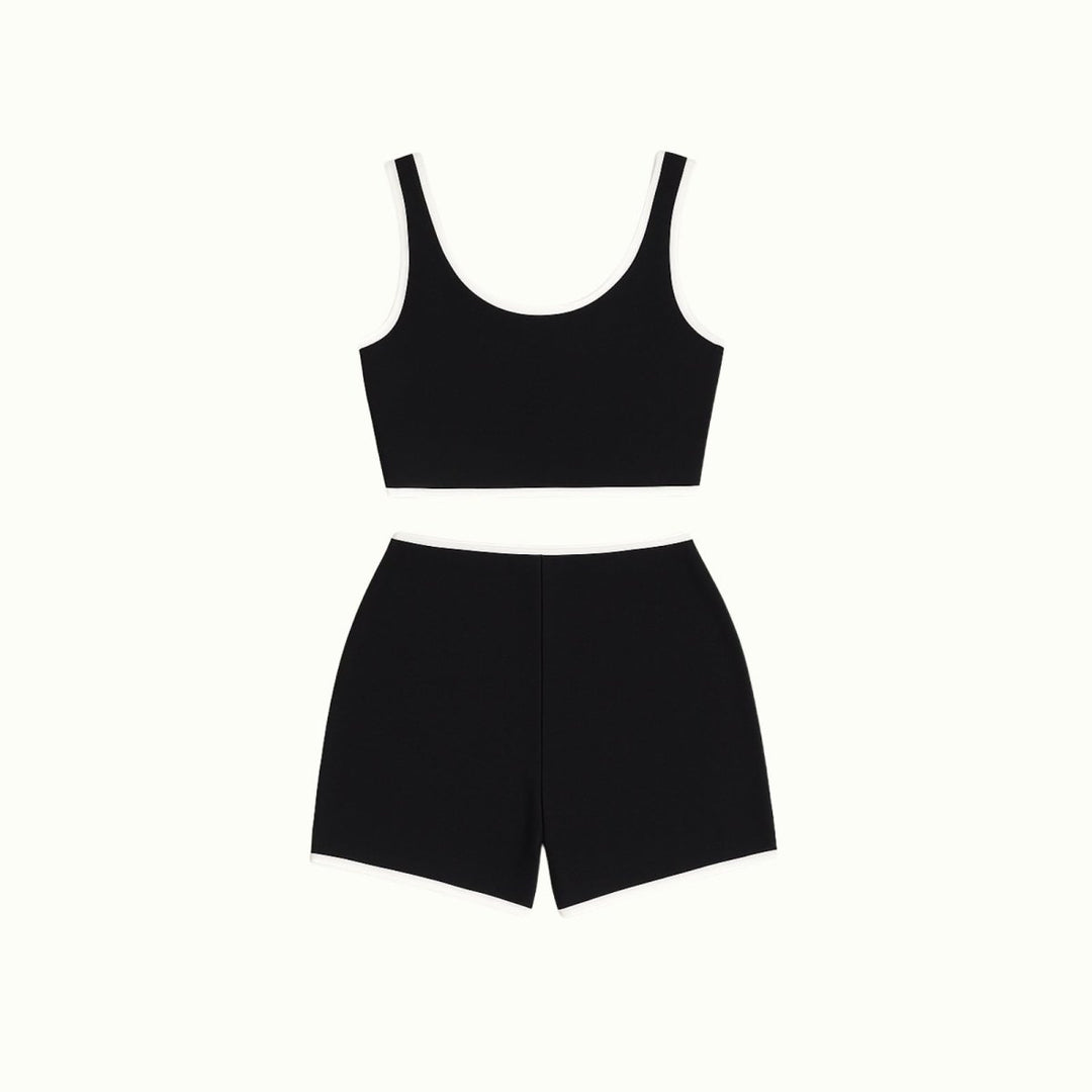 Two Piece Contrast Trim Crop Top and Shorts Set – Chic Summer Lounge Style