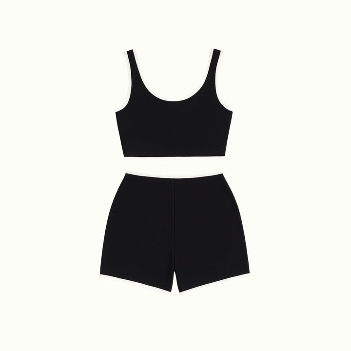 Two Piece Contrast Trim Crop Top and Shorts Set – Chic Summer Lounge Style