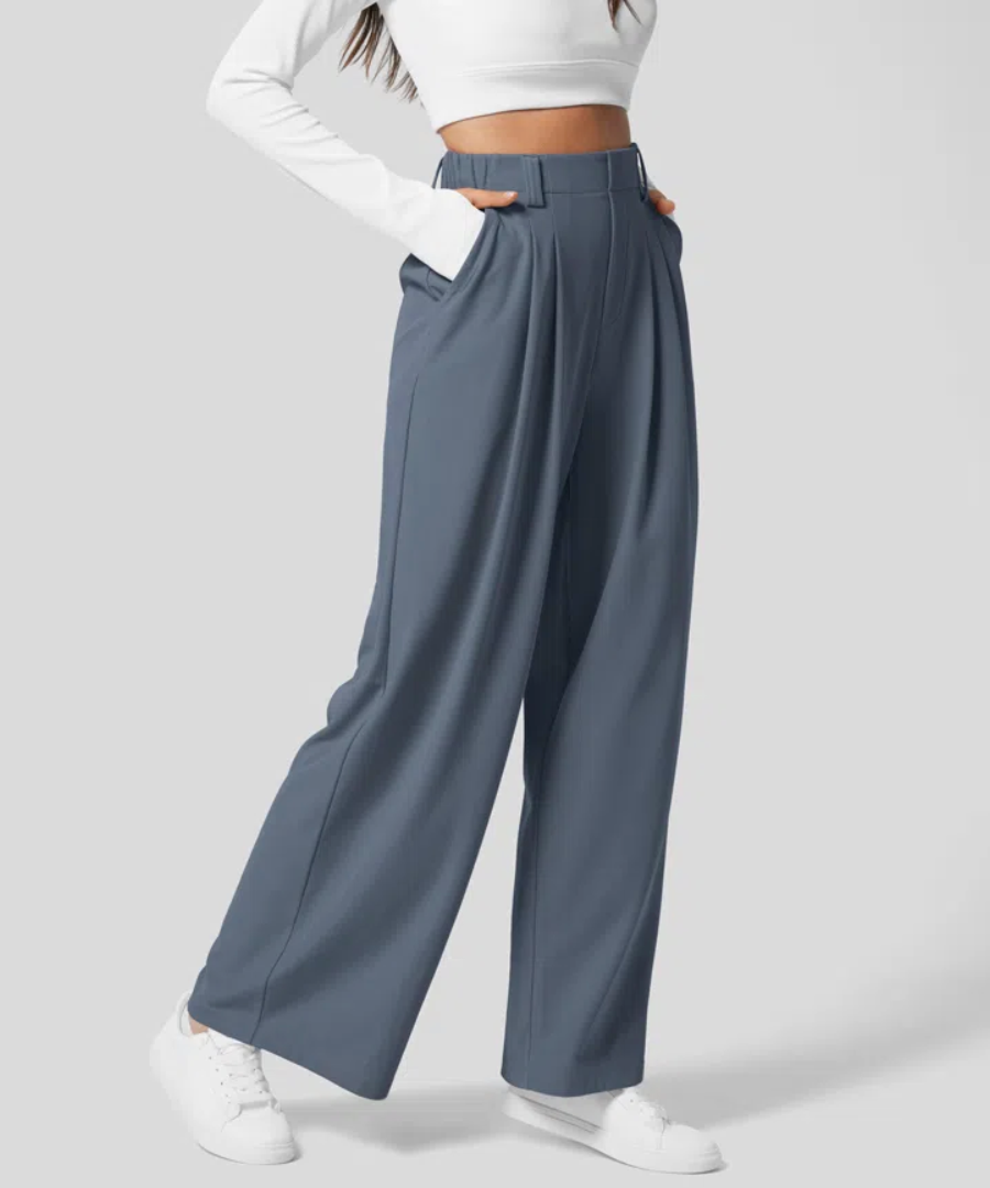 Trousers High Waist Elastic Waist Casual Everyday Comfort Style
