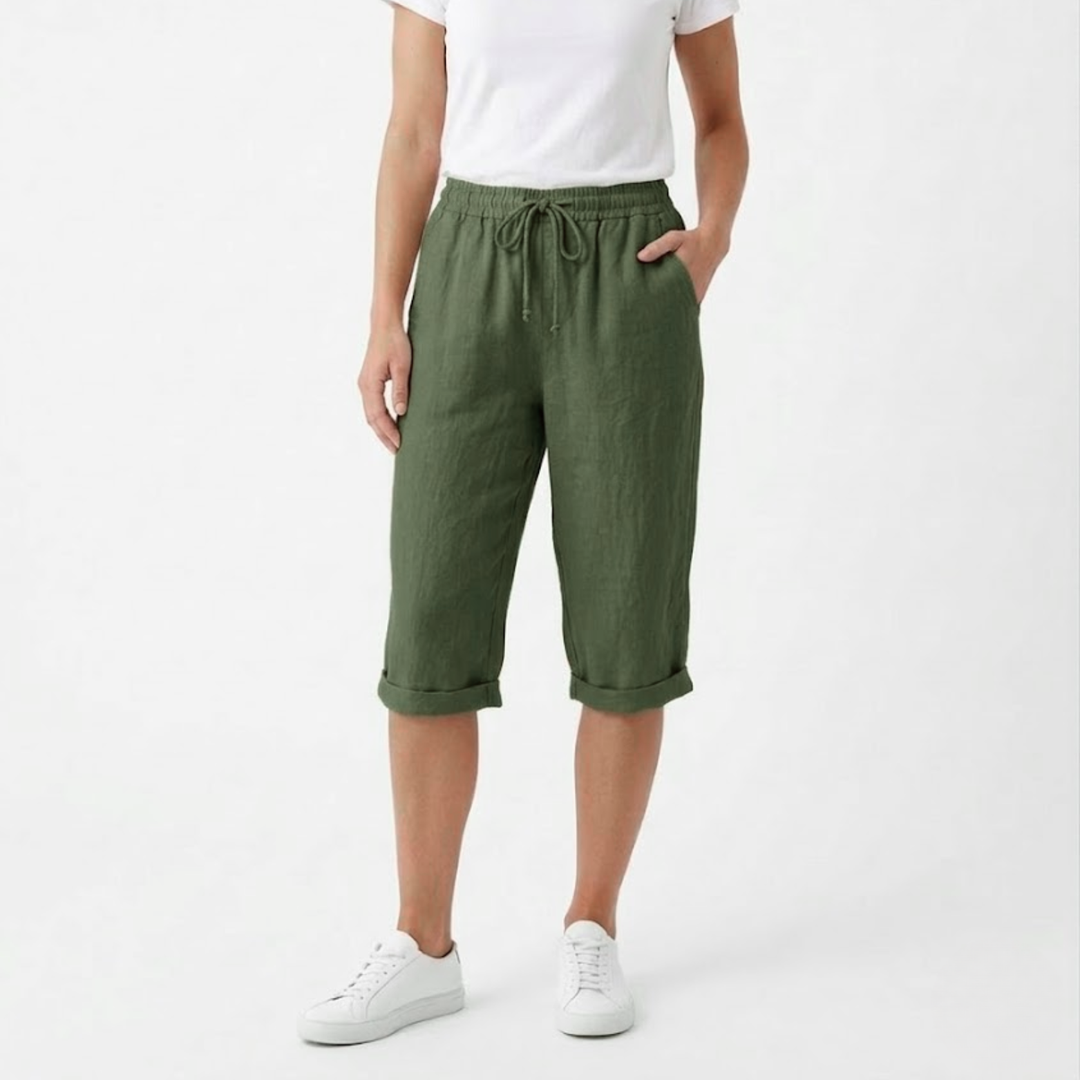 Women Short Elastic Waist Pockets Casual Summer Style