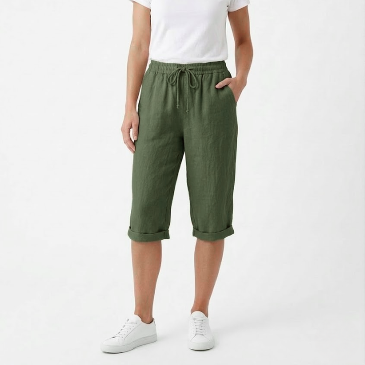 Women Short Elastic Waist Pockets Casual Summer Style