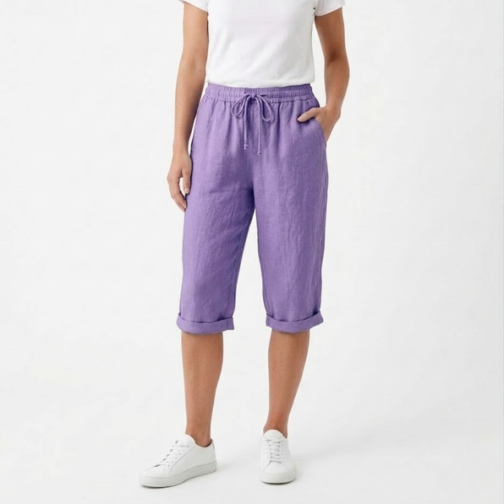 Women Short Elastic Waist Pockets Casual Summer Style