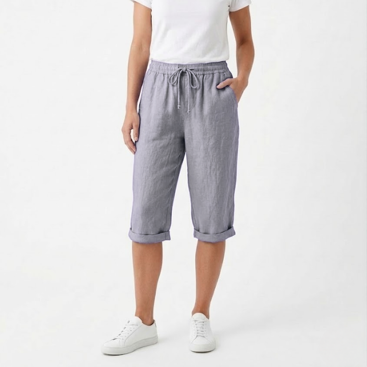 Women Short Elastic Waist Pockets Casual Summer Style
