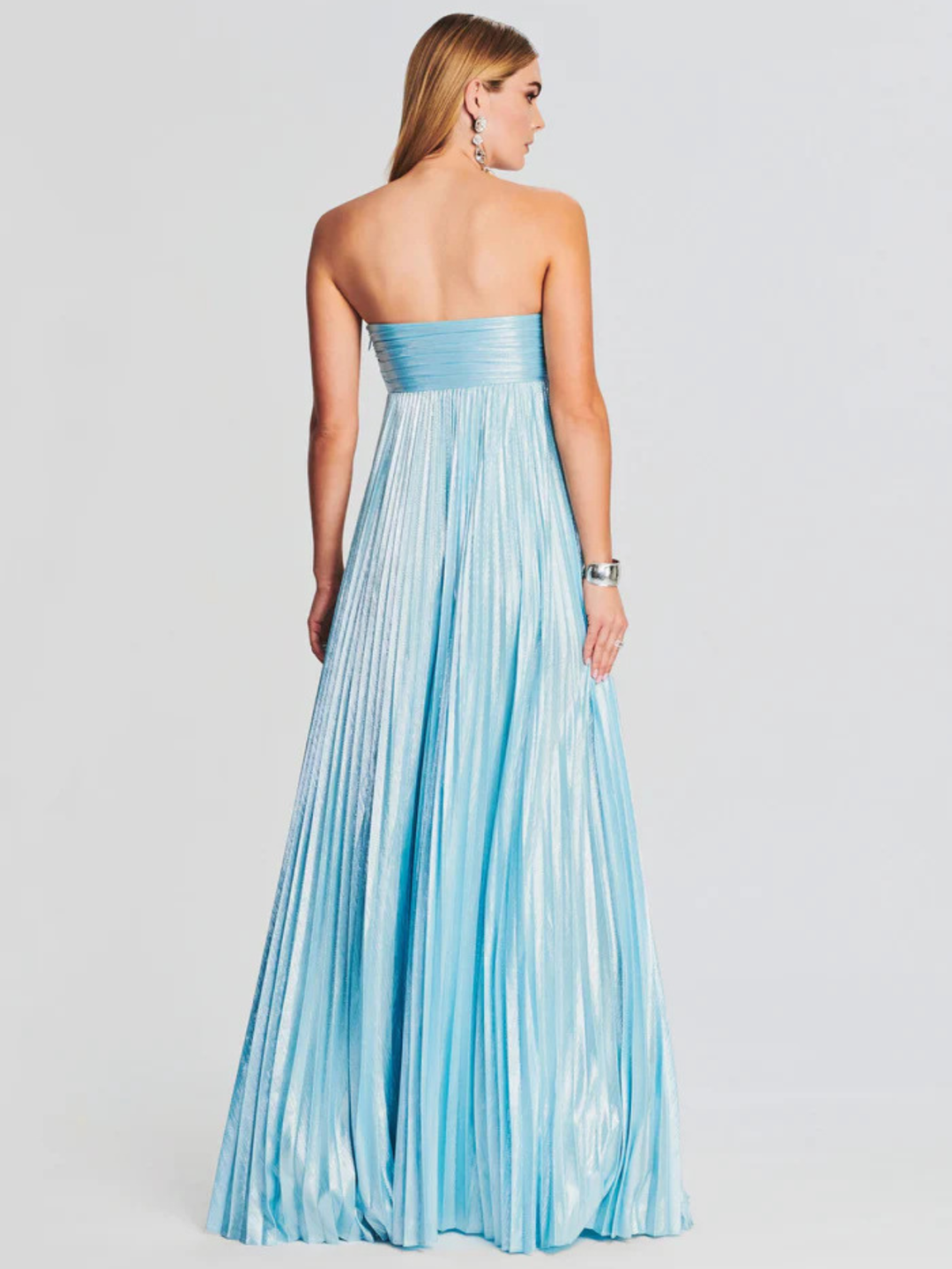 Long Strapless Dress for Women with Twisted Bodice and High Slit