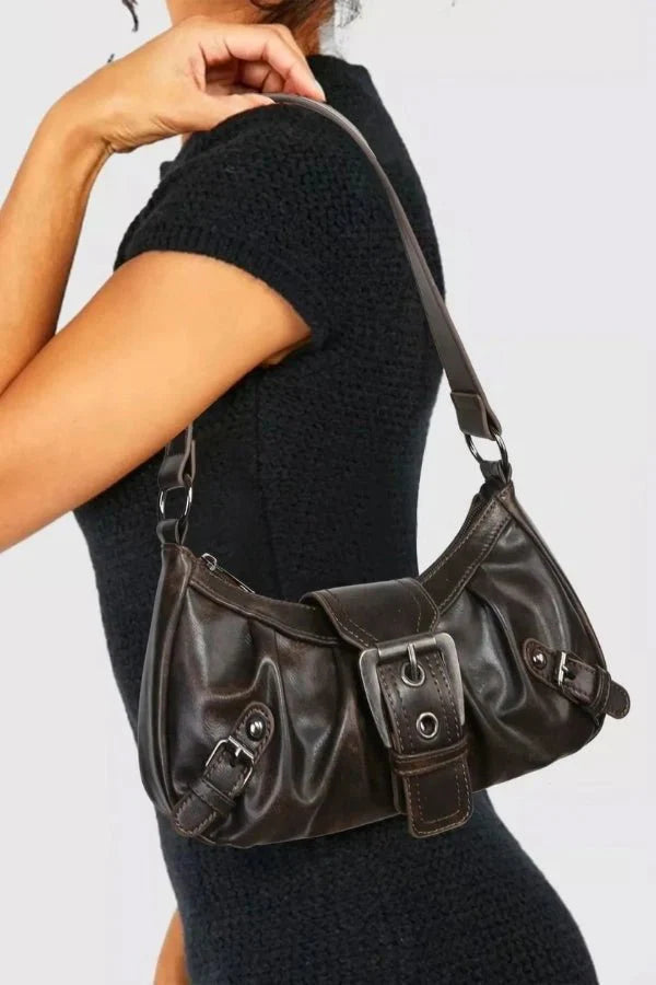 Sage Statement Buckle Shoulder Bag