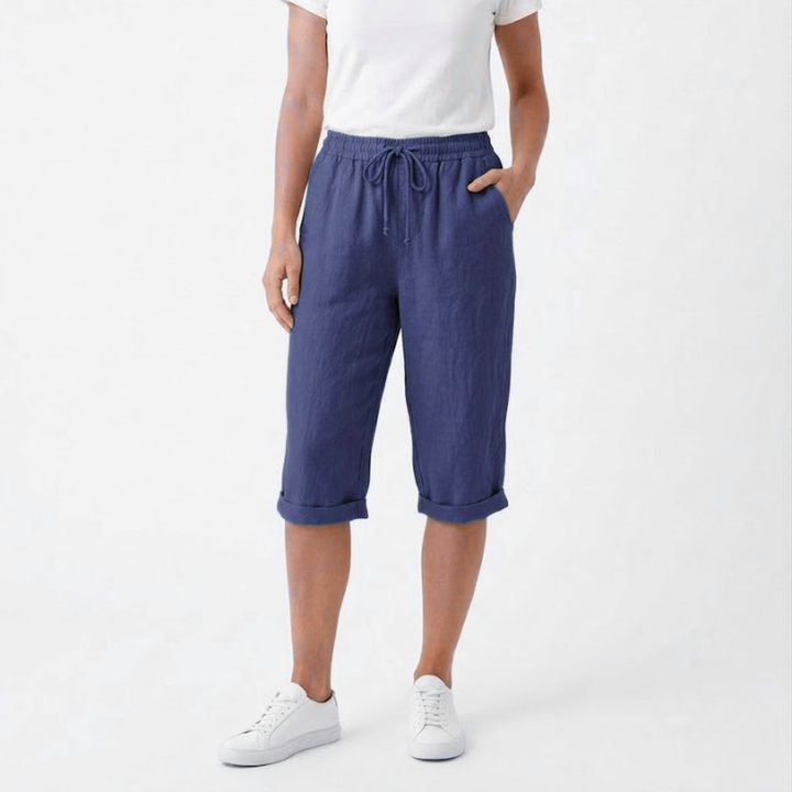Women Short Elastic Waist Pockets Casual Summer Style