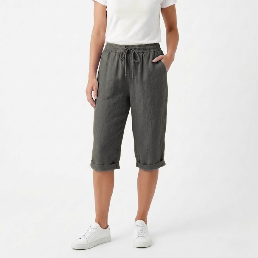 Women Short Elastic Waist Pockets Casual Summer Style