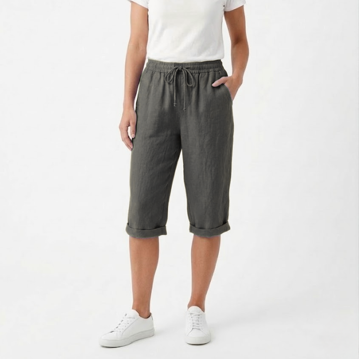 Women Short Elastic Waist Pockets Casual Summer Style