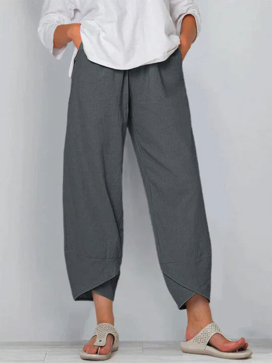 Trousers High Waist Wide Leg Tulip Hem Elegant Tailored Style