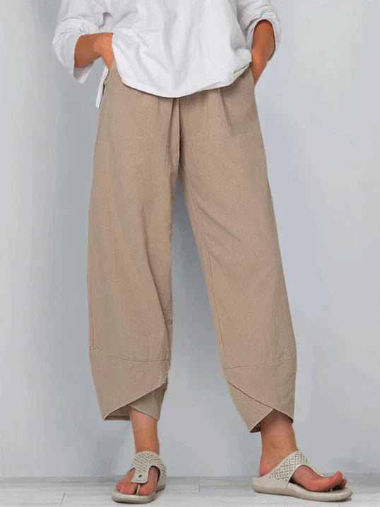 Trousers High Waist Wide Leg Tulip Hem Elegant Tailored Style