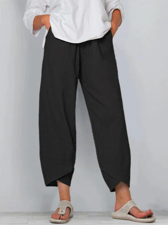 Trousers High Waist Wide Leg Tulip Hem Elegant Tailored Style