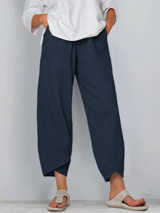 Trousers High Waist Wide Leg Tulip Hem Elegant Tailored Style