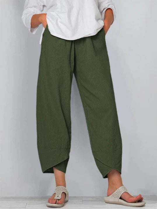 Trousers High Waist Wide Leg Tulip Hem Elegant Tailored Style