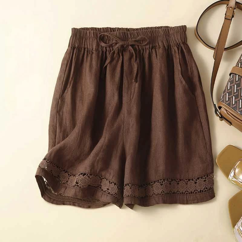 Linen Shorts High Waist Relaxed Fit Summer Casual Style