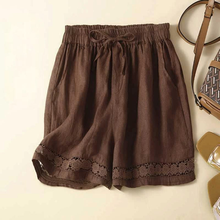 Linen Shorts High Waist Relaxed Fit Summer Casual Style