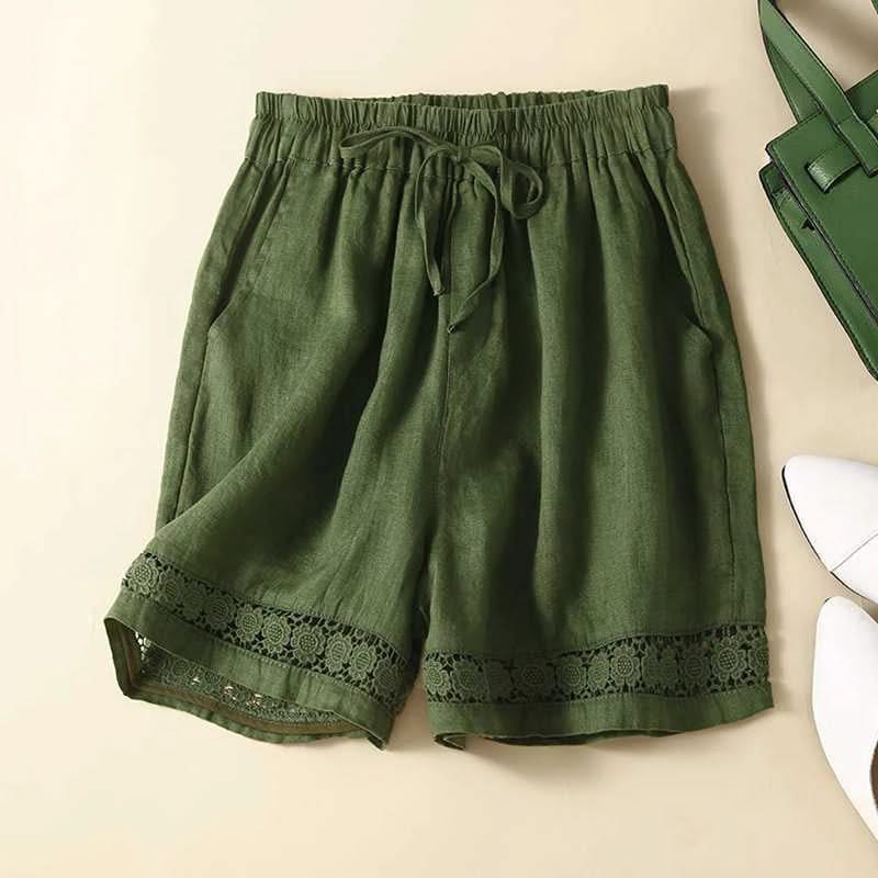 Linen Shorts High Waist Relaxed Fit Summer Casual Style