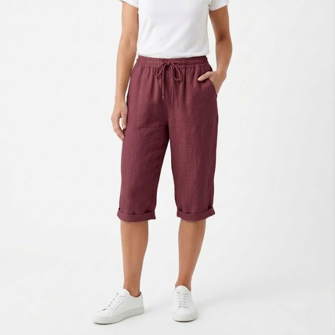 Women Short Elastic Waist Pockets Casual Summer Style