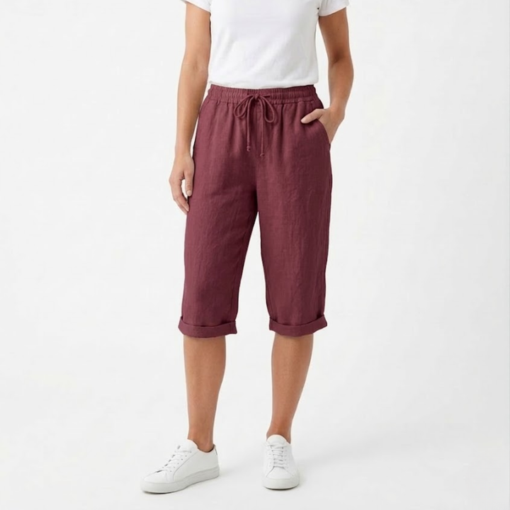 Women Short Elastic Waist Pockets Casual Summer Style