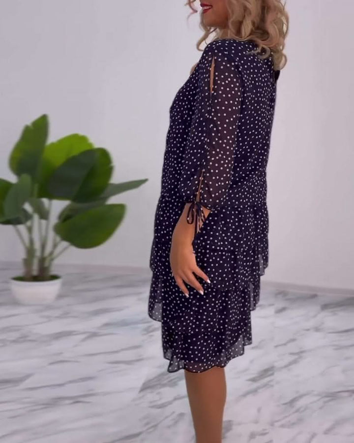 Tiered Midi Dress Polka Dot Flowing Silhouette Elegant Style