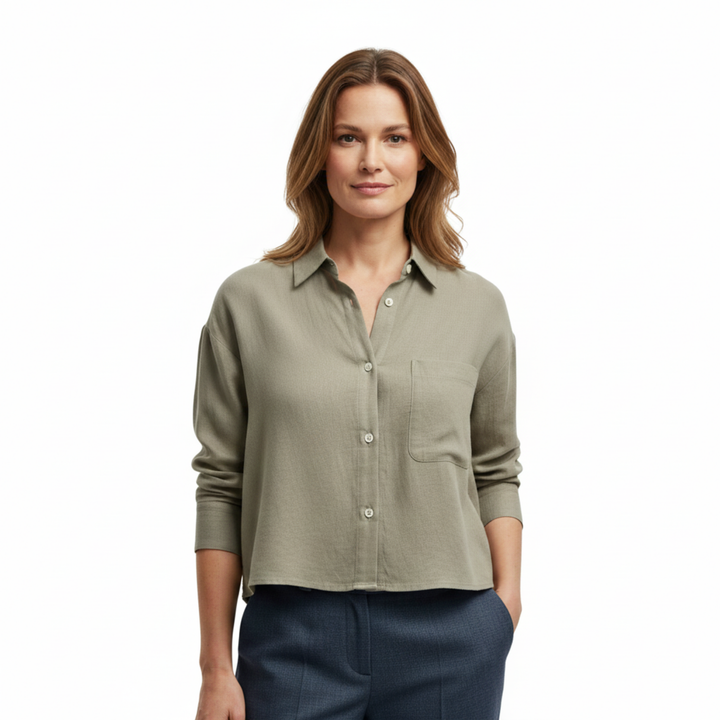 Overshirt Deep V Neck Loose Fit Relaxed Everyday Style
