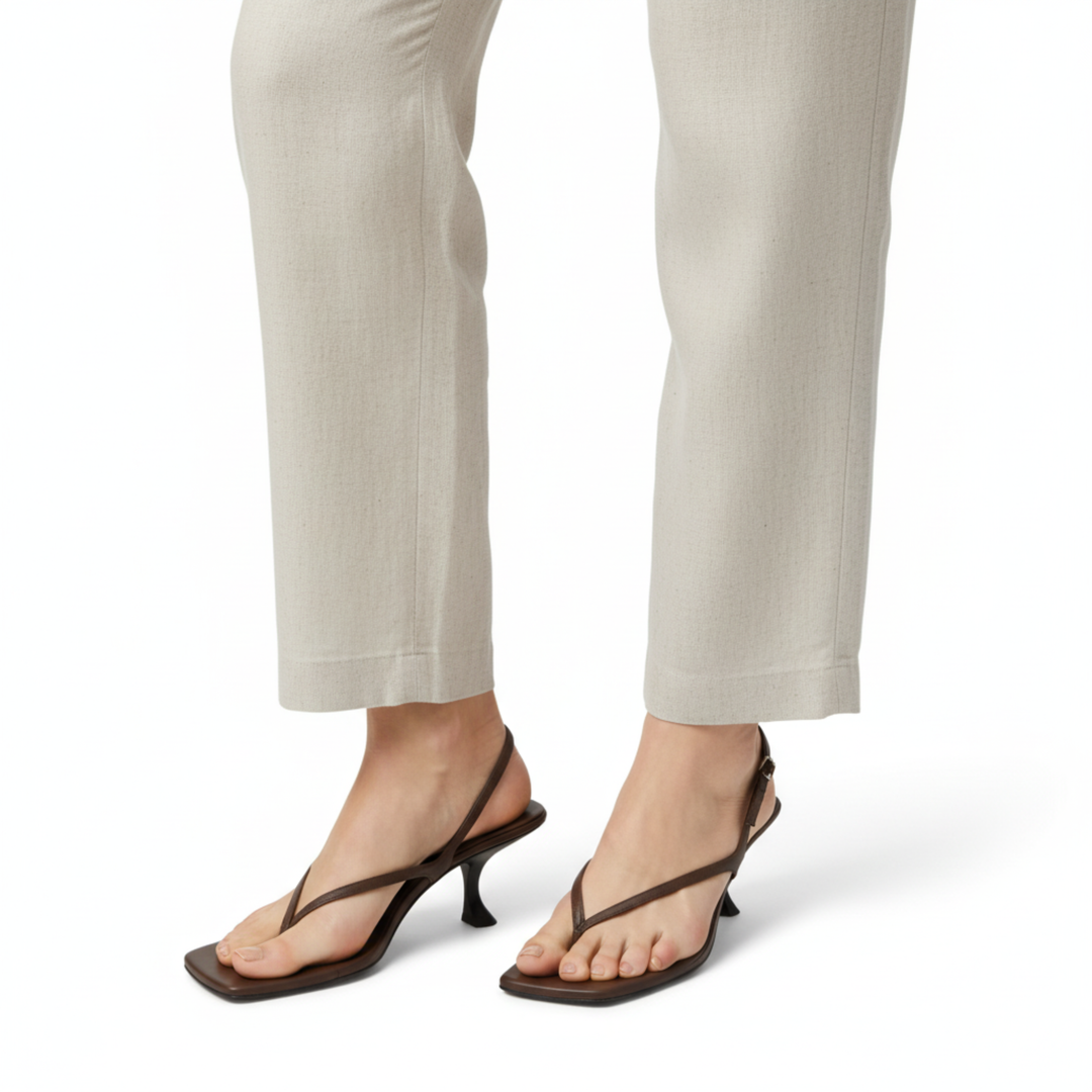Square Toe Low Heel Sandals Back Strap Elegant Style