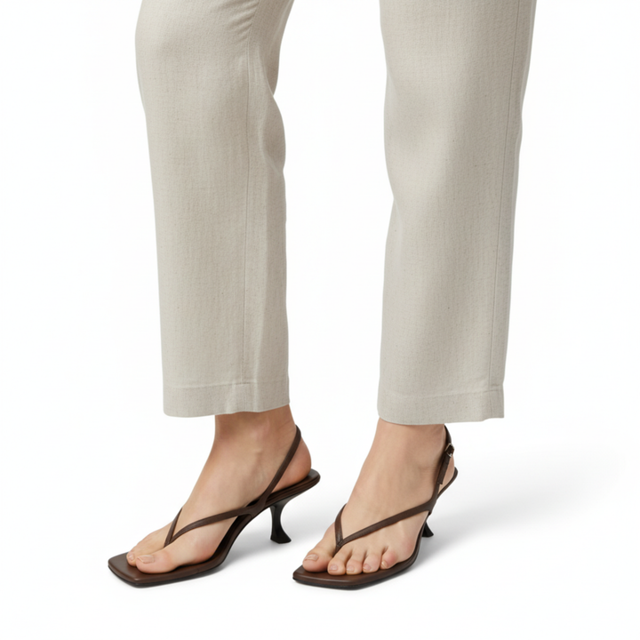 Square Toe Low Heel Sandals Back Strap Elegant Style