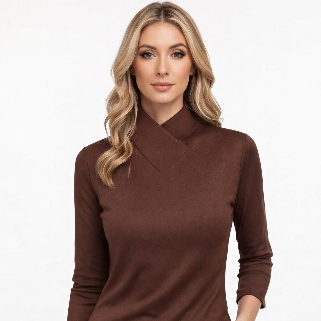 Top Roll Neck Fitted Stretch Slim Fit Elegant Style