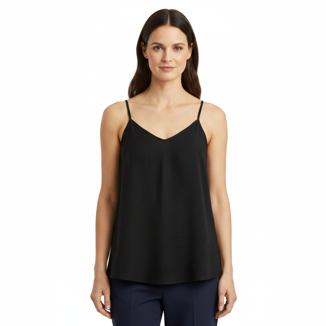 Tank Top Spaghetti Strap Loose Fit Straight Neck Casual Style