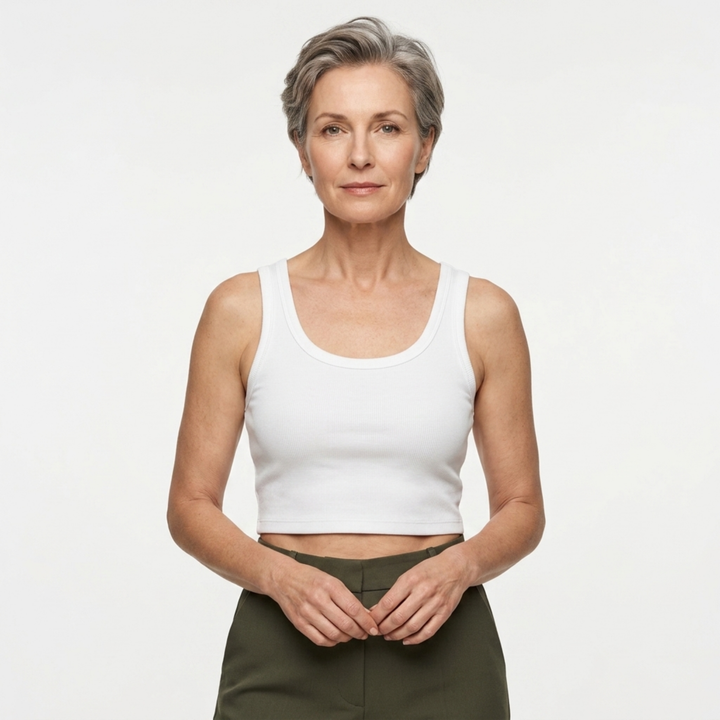 Crop Top Ribbed Knit Square Neck Beach Holiday Style