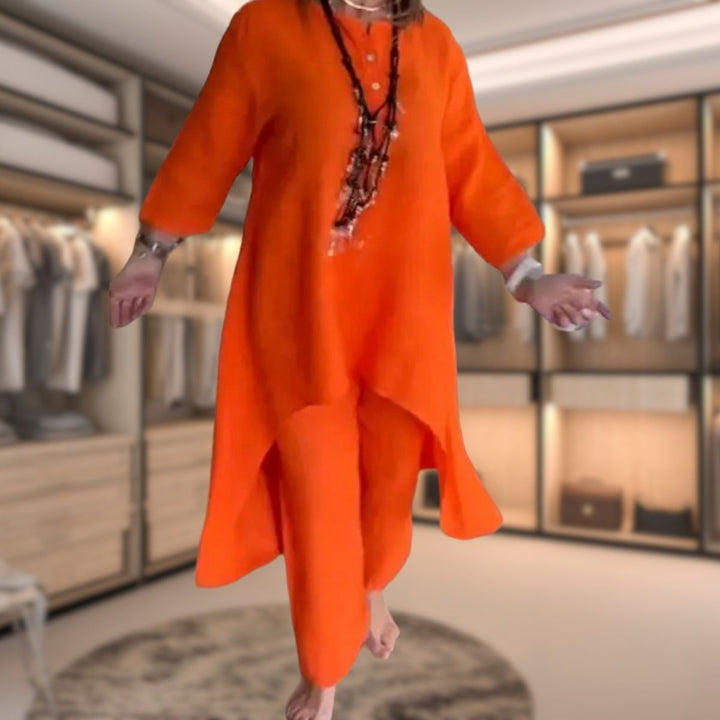 Two Piece Set Long Tunic Top Relaxed Trousers Comfortable Style