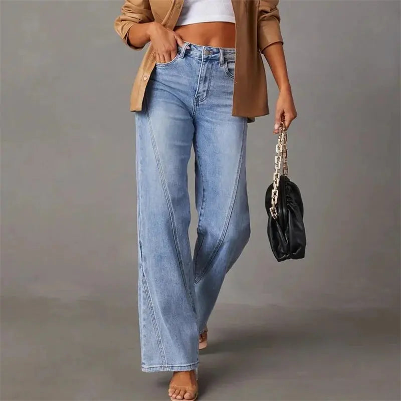 Trousers Flared Leg High Waist Elegant Tailored Fit Style