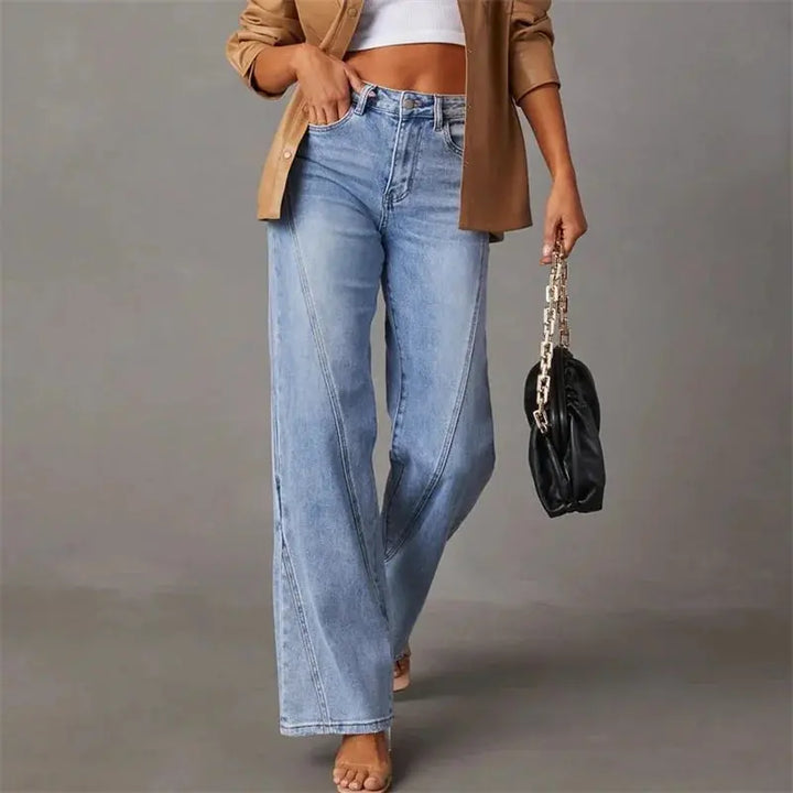 Trousers Flared Leg High Waist Elegant Tailored Fit Style