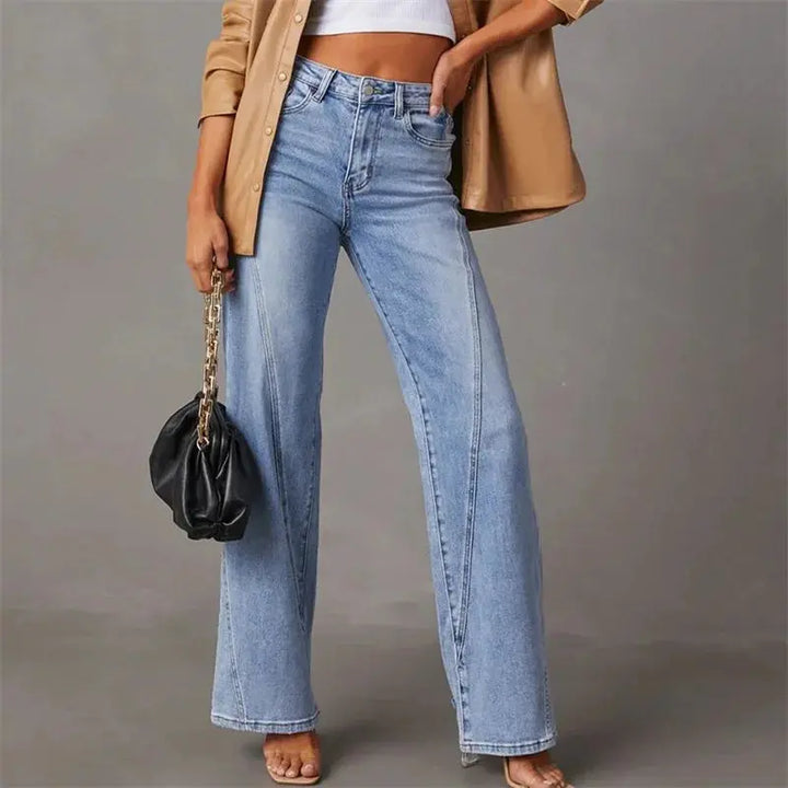 Trousers Flared Leg High Waist Elegant Tailored Fit Style