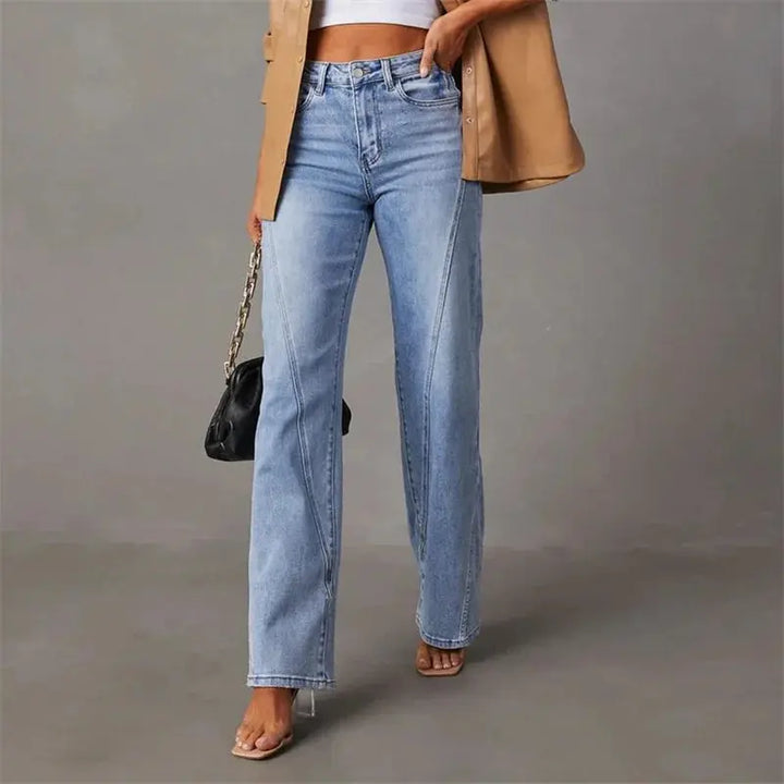 Trousers Flared Leg High Waist Elegant Tailored Fit Style