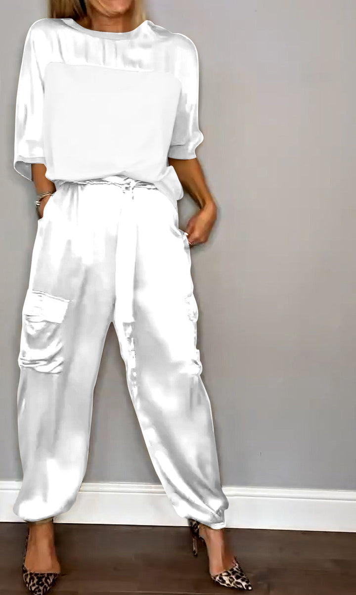 Two Piece Set Relaxed Fit Top Jogger Trousers Casual Comfort Style