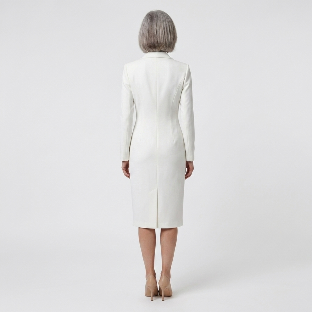 Blazer Midi Dress Long Sleeve Button Detail Office Elegant Style