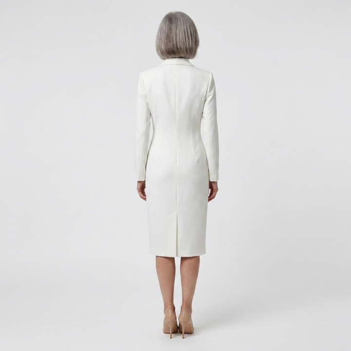 Blazer Midi Dress Long Sleeve Button Detail Office Elegant Style