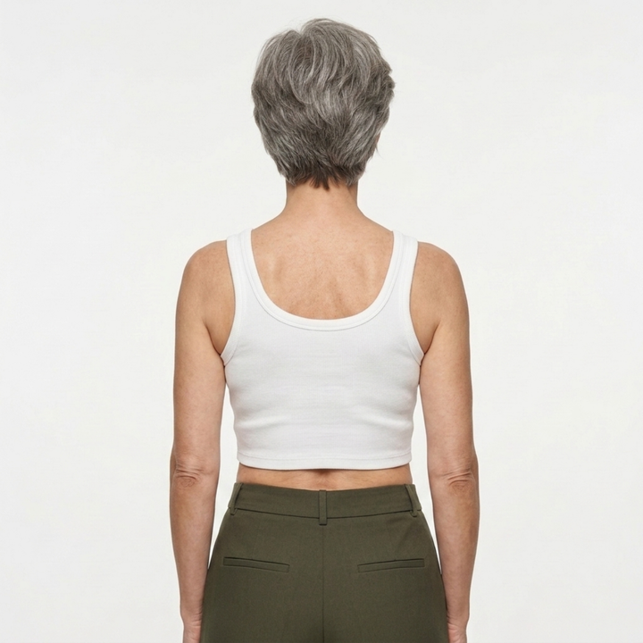 Crop Top Ribbed Knit Square Neck Beach Holiday Style