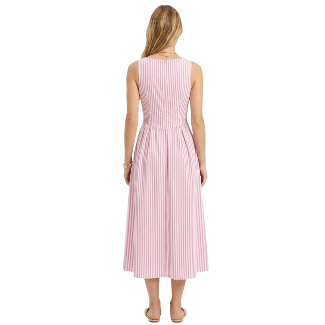 Maxi Dress Striped Sleeveless High Collar Elegant Summer Style