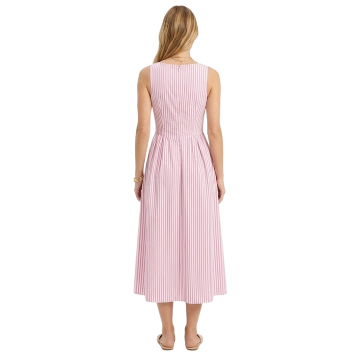 Maxi Dress Striped Sleeveless High Collar Elegant Summer Style
