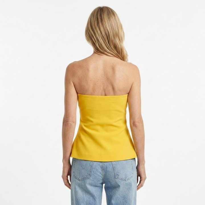 Strapless Cropped Top Linen Beach Summer Relaxed Fit