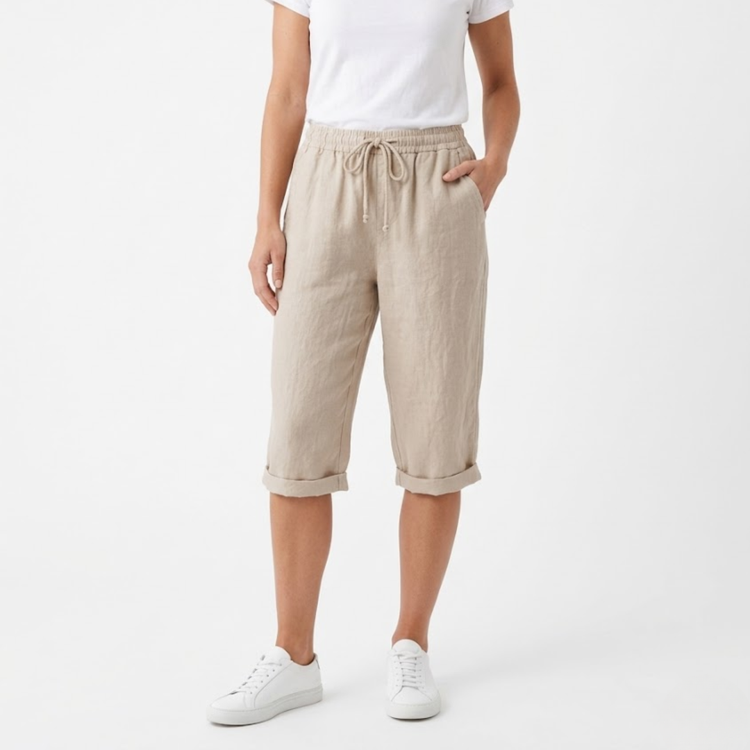 Women Short Elastic Waist Pockets Casual Summer Style