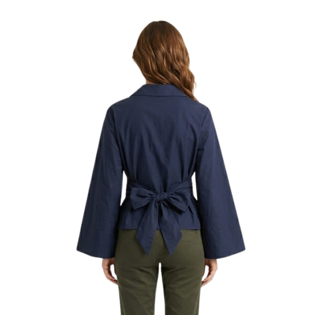 Top Tie Belt Wide Sleeve Relaxed Fit Casual Elegant Style