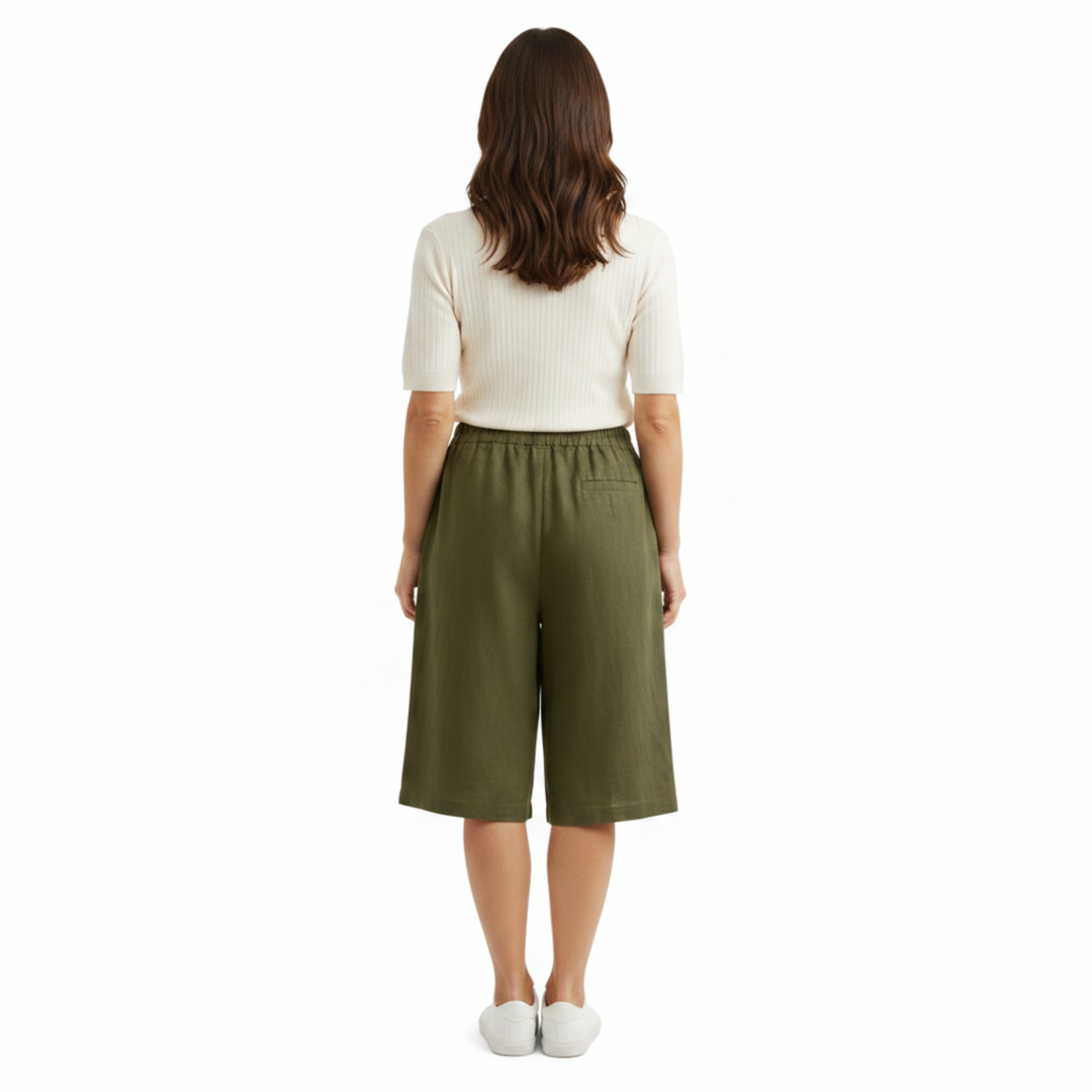 Bermuda Shorts High Waist Elastic Relaxed Fit Casual Style