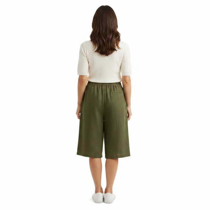 Bermuda Shorts High Waist Elastic Relaxed Fit Casual Style